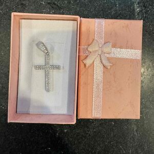 New Superior Gold NY Encrusted Small Stones Cross Pendant 9825